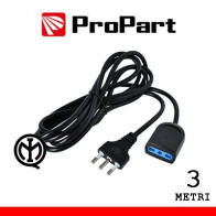 Prolunga lineare bipasso 3metri spina16A nera PEP1121-3-BK