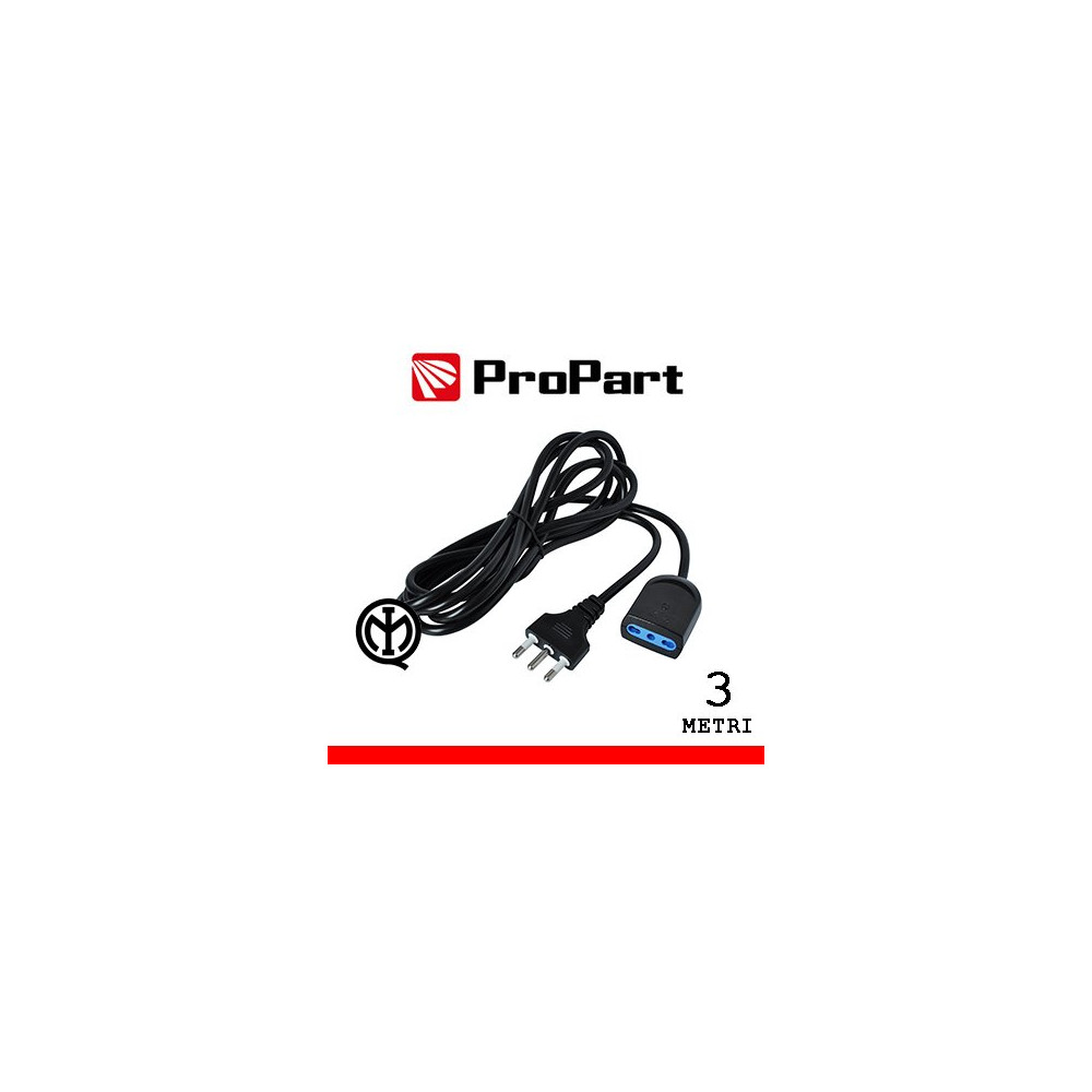 Prolunga lineare bipasso 3metri spina16A nera PEP1121-3-BK