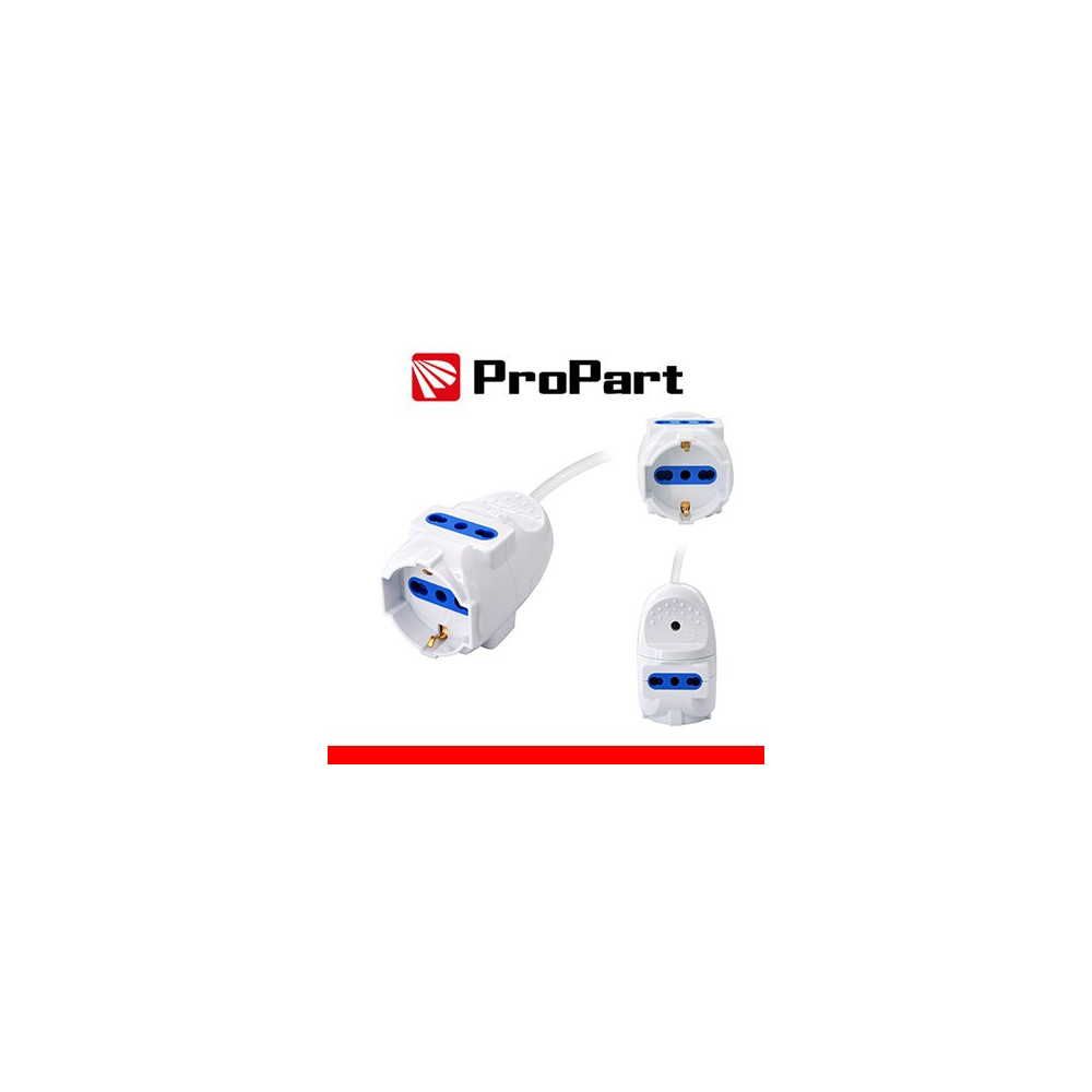 Prolunga lineare con Multipresa volante 3 posti Spina 2P+T PEP1127-3-W