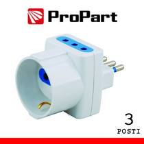 Adattatore triplo 3pos 10A/schuko spina10A polybag PES1043-WP