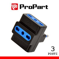 Adattatore triplo 3pos bipasso spina16A nero PES1026-BKP