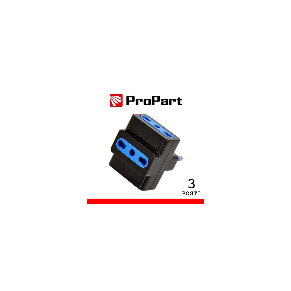 Adattatore triplo 3pos bipasso spina16A nero PES1026-BKP
