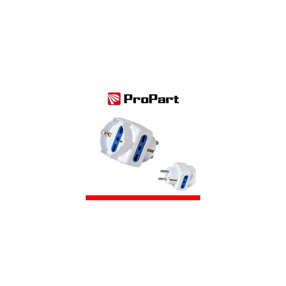 Adattatore triplo 3pos bipasso/schuko spina Schuko PES1040A-WP
