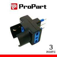 Adattatore triplo 3pos bipasso/schuko spina16A polybag nero PES1042-BKP