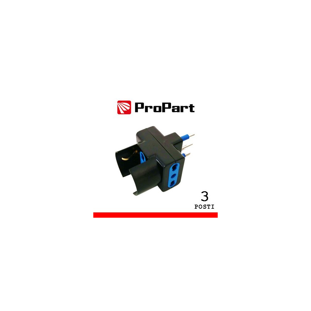 Adattatore triplo 3pos bipasso/schuko spina16A polybag nero PES1042-BKP