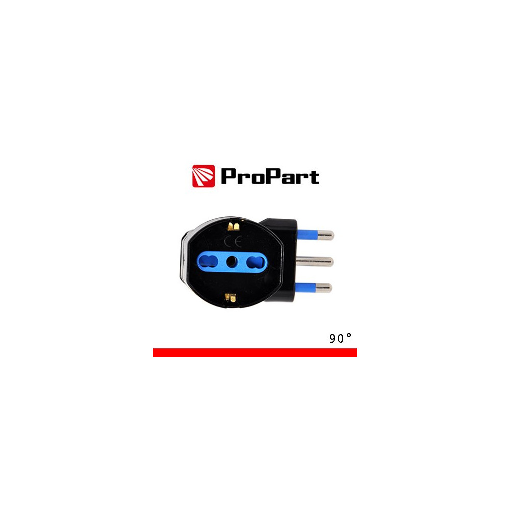 Adattatore schuko 90° spina16A salvaspazio nero PES1067-BK