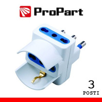 Adattatore triplo 3pos bipasso/schuko spina16A polybag PES1042-WP