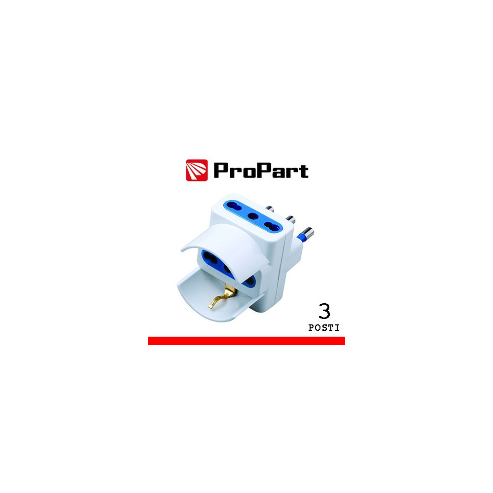 Adattatore triplo 3pos bipasso/schuko spina16A polybag PES1042-WP
