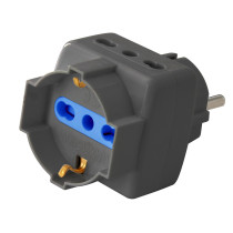 Adattatore triplo 3pos bipasso/schuko spina Schuko nero PES1040A-BKP