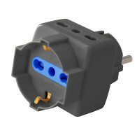 Adattatore triplo 3pos bipasso/schuko spina Schuko nero PES1040A-BKP