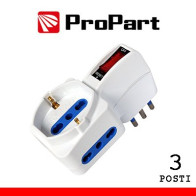 Adattatore 3pos bipasso/schuko spina10A salvaspazio + inter. PES1061-W