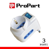 Adattatore 3pos bipasso/schuko spina16A salvaspazio + inter. PES1054-W