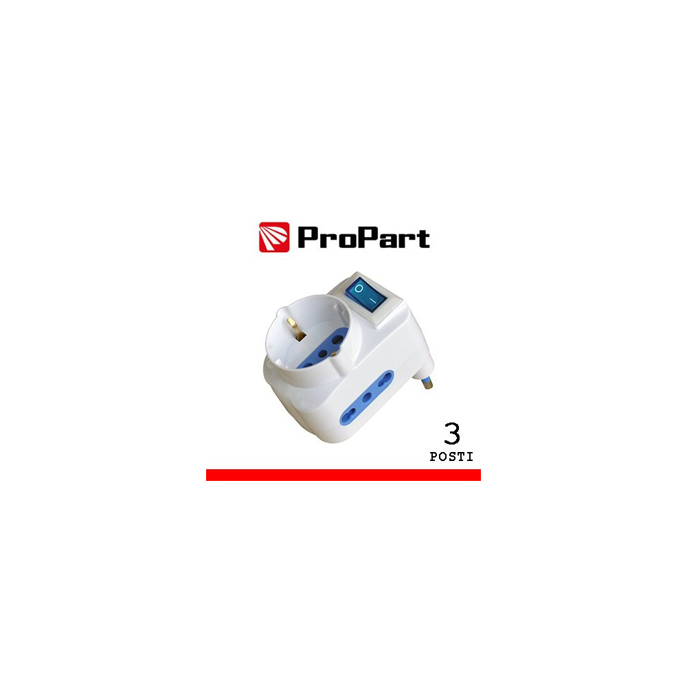 Adattatore 3pos bipasso/schuko spina16A salvaspazio + inter. PES1054-W