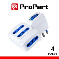 Adattatore 4pos bipasso spina16A salvaspazio + interr. PES1072-W