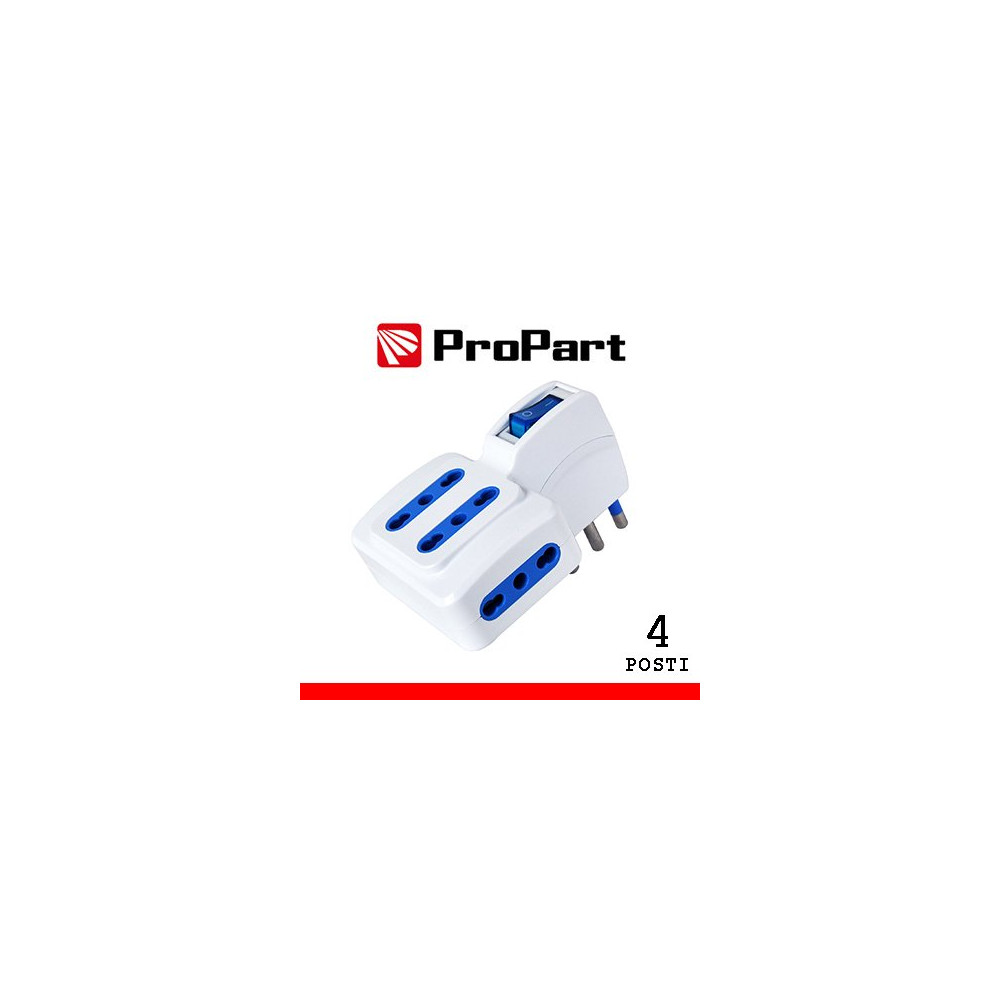 Adattatore 4pos bipasso spina16A salvaspazio + interr. PES1072-W