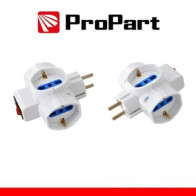 Adattatore 3 prese 2P+T 10/16A bipasso/Schuko con interrutt. Spina Schuko PEA1095-W