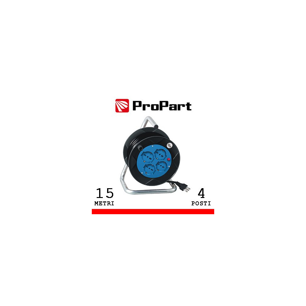 Avvolgicavo 4pos bipasso/schuko 15metri spina16A nero PEA5-15-BK