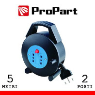 Avvolgicavo 2pos bipasso 5metri spina16A nero PEA2-5-BK