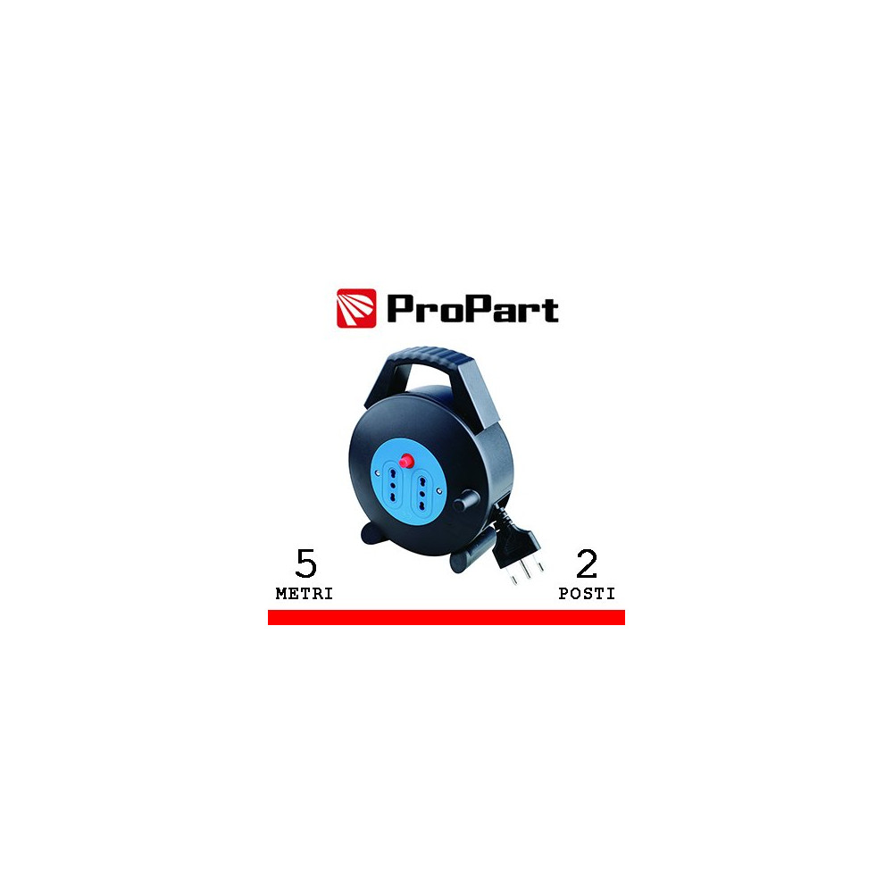 Avvolgicavo 2pos bipasso 5metri spina16A nero PEA2-5-BK