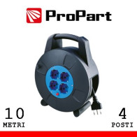 Avvolgicavo 4pos bipasso/schuko 10metri con protez. termica PEA4-10-BK