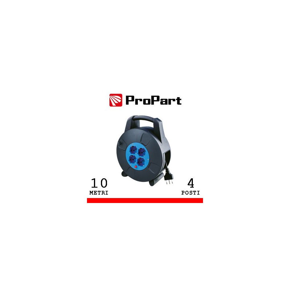 Avvolgicavo 4pos bipasso/schuko 10metri con protez. termica PEA4-10-BK