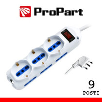 Multipresa 9pos bipasso + bipasso/schuko spina10A + inter. PEM2613-W