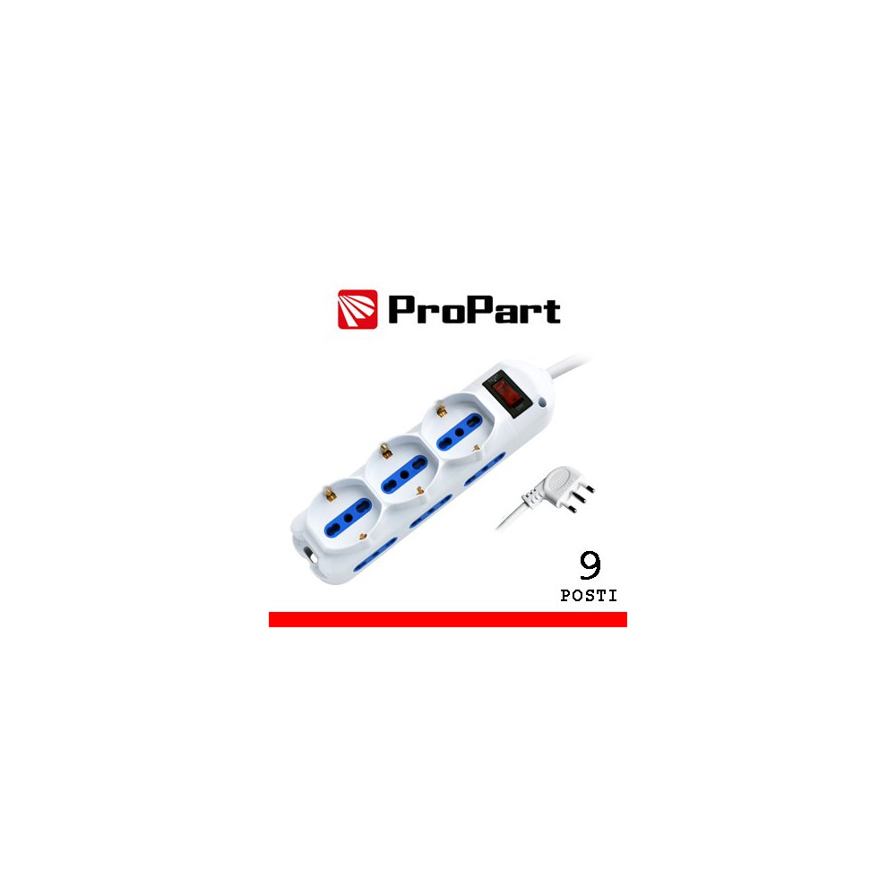 Multipresa 9pos bipasso + bipasso/schuko spina10A + inter. PEM2613-W