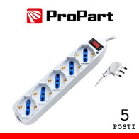 Multipresa 5pos bipasso/schuko spina10A +interr. PEM3515-W