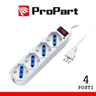 Multipresa 4pos bipasso/schuko spina10A +interr. PEM3514-W