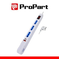 Multipresa Salvaspazio 3posti 2P+T bipasso + USB-A + USB-TYPE-C con protez Spina 10A + interr PEM2207-W