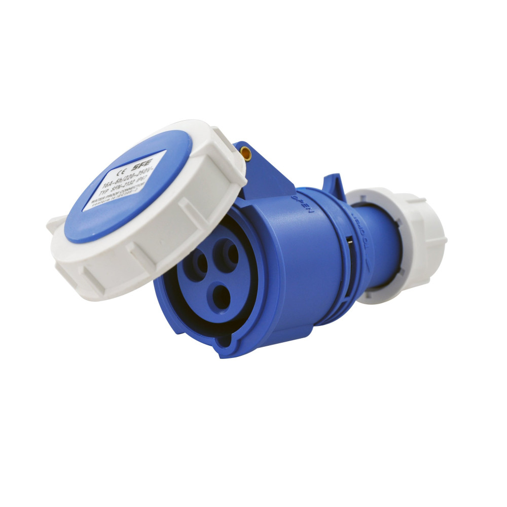 Presa Mobile Diritta Indust. CEE 16A-6h 2P+T 220-250V IP67 PEI2132