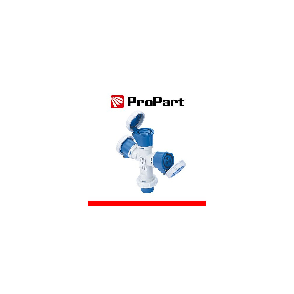 Adattatore triplo Spina ind.16A 2P+T 220-250V CEE IP67 PEI10132