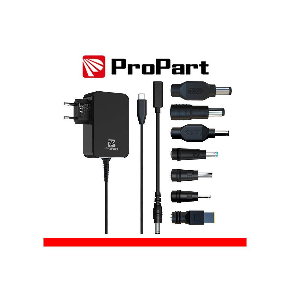 Alimentatore Propart GaN Type C 90W  + 7 Connettori DC nero PEN-KPD90WMUL