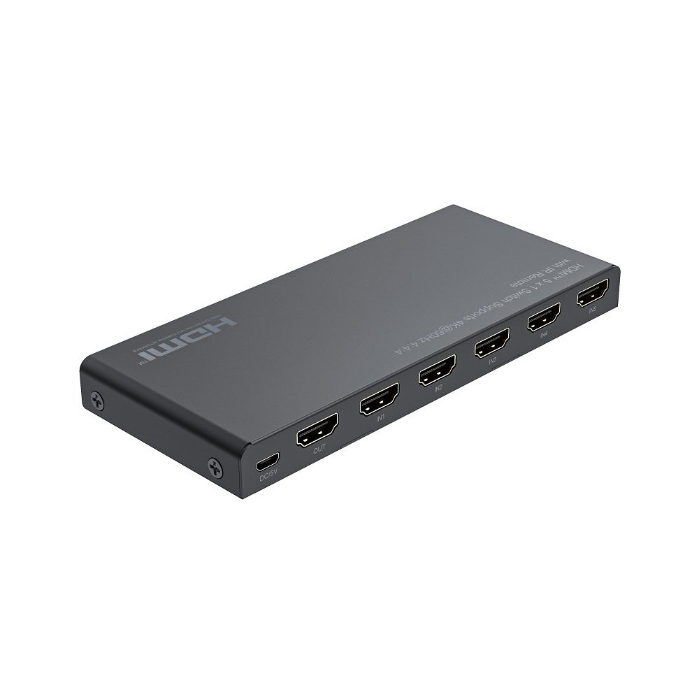 Switch 5x1 HDMI 2.0 18G 4k@60hz HDR, con telecomando IR PT-2PET0501SM