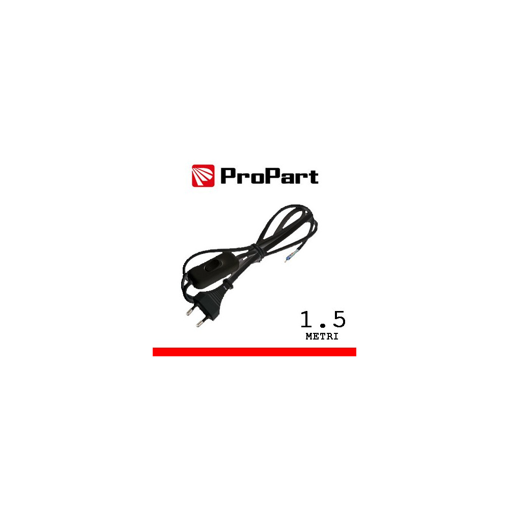 Cavetto con interruttore 1.5m spina10A 2poli nero polybag PES203088-BKP
