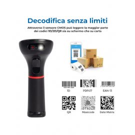 VULTECH LETTORE PISTOLA BARCODE SCANNER LASER WIRELESS 2.4Ghz E BLUETOOTH 1D 2D - BC-07MWBT - SENSOR - BC-07MWBT