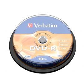 VERBATIM DVD-R 16X, 4,7GB, 10 PACK SPINDLE, MATT SILVER - 43523