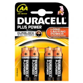 DURACELL PILE ALCALINE AA 1,5V NON RICARICABILI PLUS POWER CONFEZIONE DA 4 PILE - MN1500B4