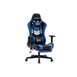 YASHI SEDIA GAMING BLU CON POGGIAPIEDI IMBOTTITA CON POGGIATESTA, SCHIENALE RECLINABILE MAX 135, CU - CY103