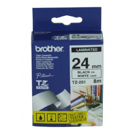 BROTHER NASTRO LAMINATO DA 24MM (8M) NERO/BIANCO - TZE-251