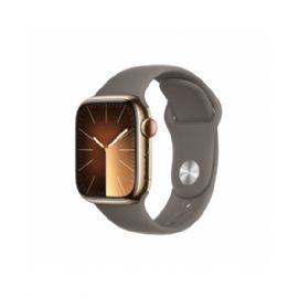 Apple Watch Series 9 GPS + Cellular 41mm Gold Stainless Steel Case with Clay Sport Band - M/L - MRJ63QL/A