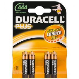 DURACELL PILE ALCALINE AAA 1,5V NON RICARICABILI PLUS POWER CONFEZIONE DA 4 PILE - MN2400B4